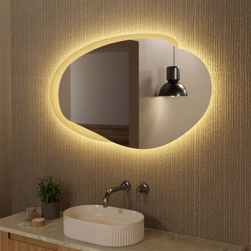 Aulic Evanston LED Mirror 1100mm with Matte Grey Acrylic Edge LED Frameless Mirror Aulic