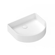 ADP Arch Smooth above-counter ceramic basin 470x150mm by Tilemall, gloss white with curved rectangular shape
