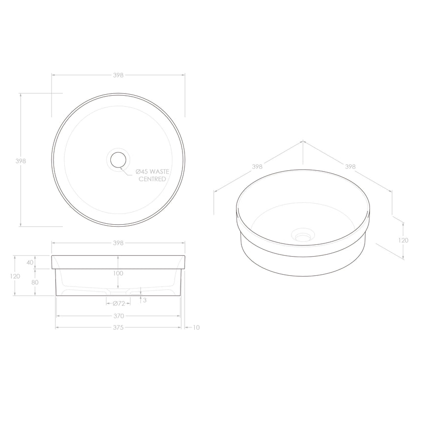 ADP Chandler Semi Inset Basin Matte White Bathroom Basin ADP