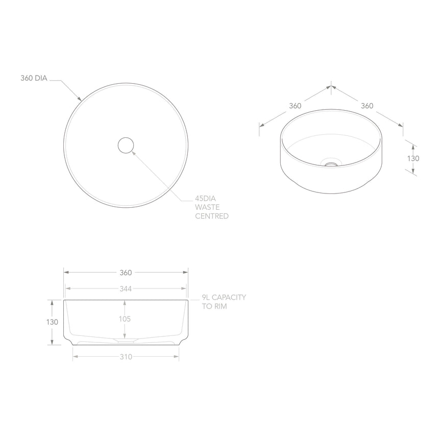 ADP Margot Above Counter Basin Matte Ivory Bathroom Basin ADP