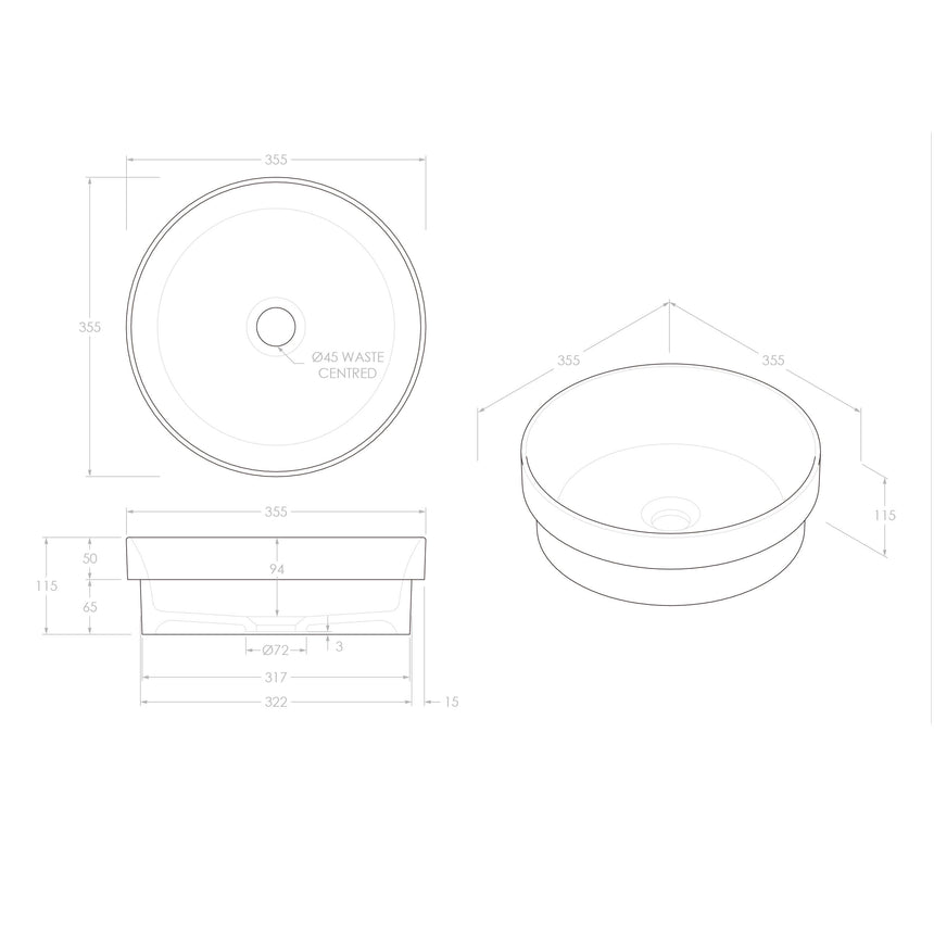 ADP Monica Semi Inset Basin Gloss White Bathroom Basin ADP