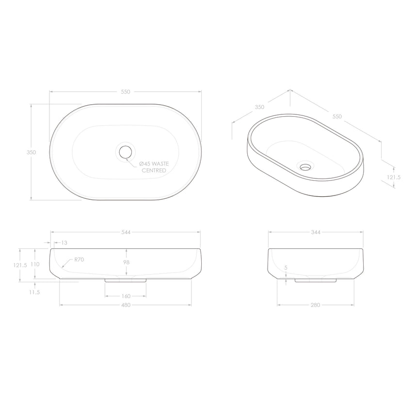 ADP Norma Above Counter Basin Sea Salt Bathroom Basin ADP