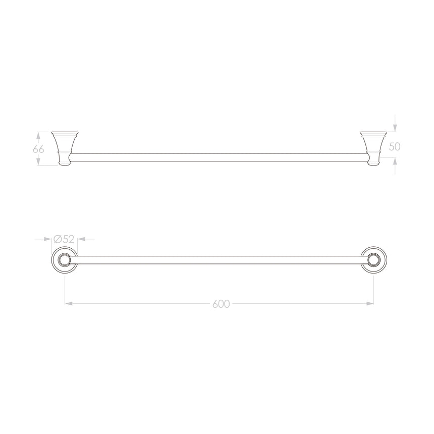 ADP Eternal Single Towel Rail 600 Matte Black Bathroom Accessories ADP