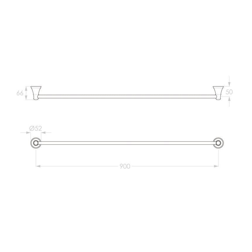 ADP Eternal Single Towel Rail 900 Matte Black Bathroom Accessories ADP