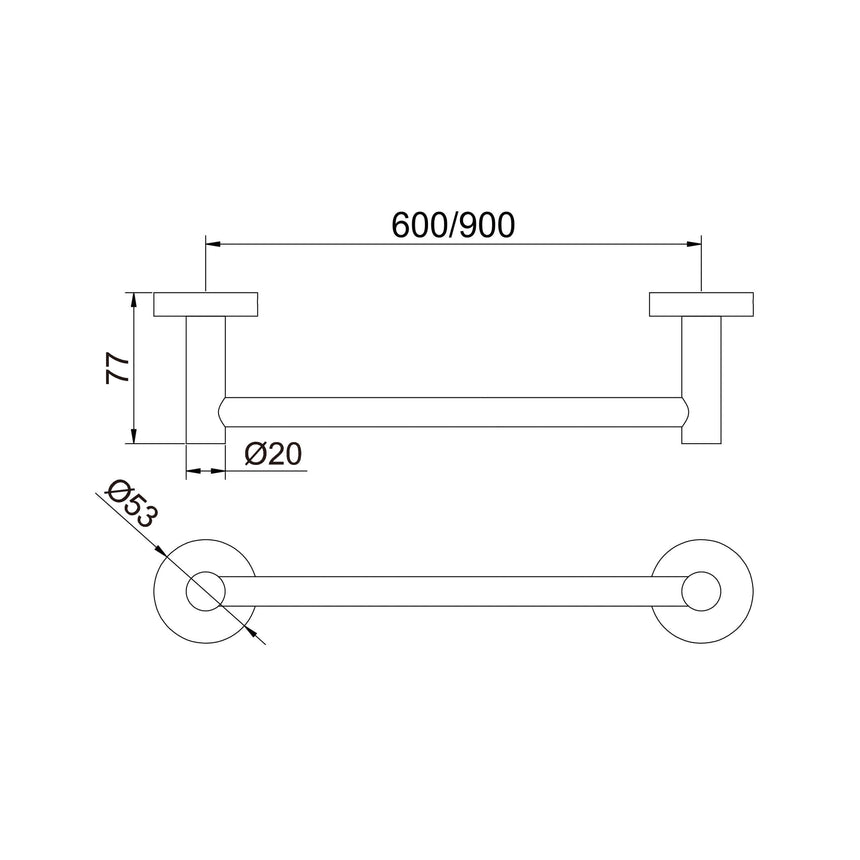 ADP Soul Single Towel Rail 900 Matte Black Bathroom Accessories ADP