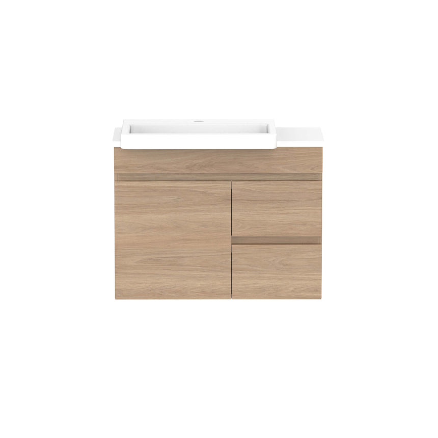 ADP Glacier Semi-Recessed Door & Drawer Wall Hung Vanity Cherry Pie Premium Solid Surface Vanity ADP