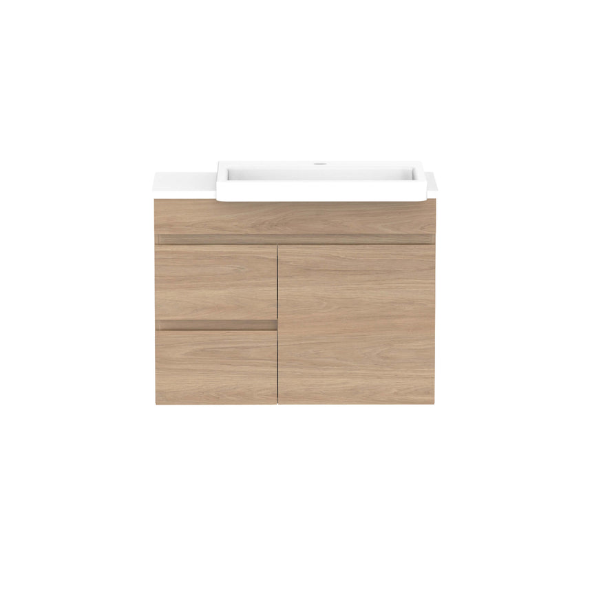ADP Glacier Semi-Recessed Door & Drawer Wall Hung Vanity Cherry Pie Premium Solid Surface Vanity ADP