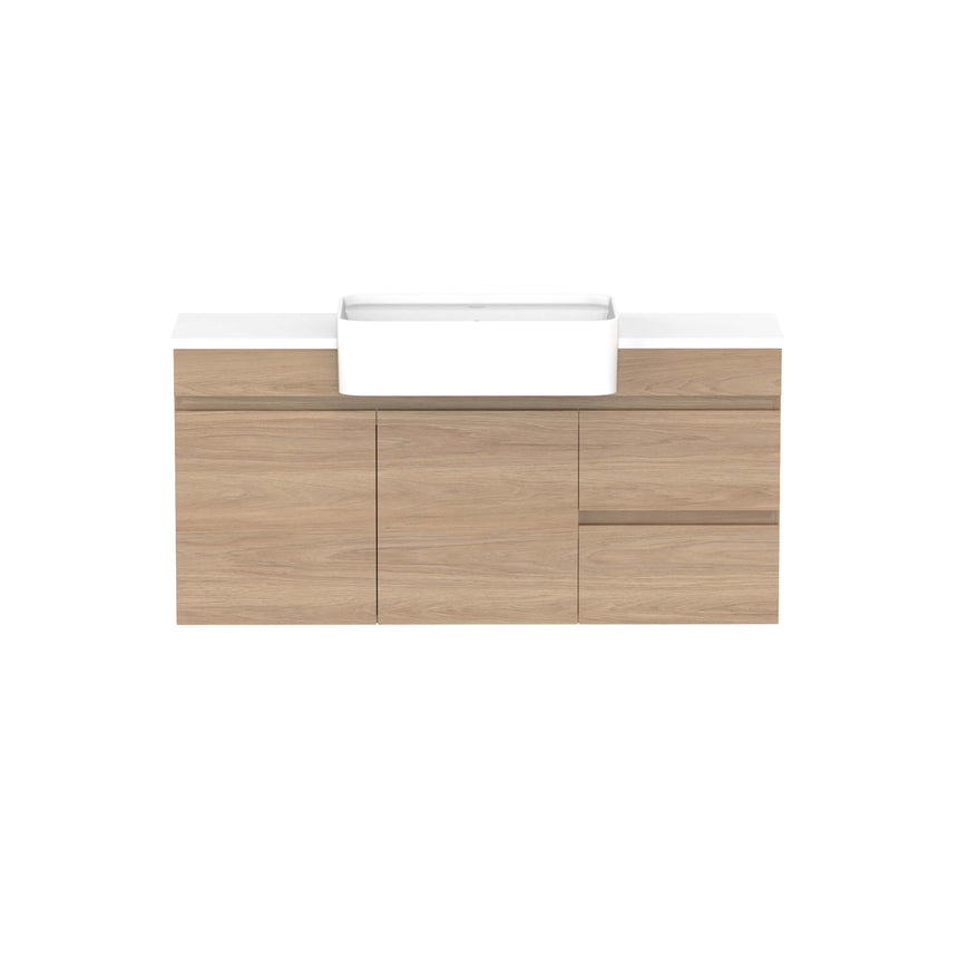 ADP Glacier Semi-Recessed Door & Drawer Wall Hung Vanity Cherry Pie Premium Solid Surface Vanity ADP