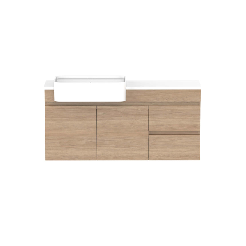 ADP Glacier Semi-Recessed Door & Drawer Wall Hung Vanity Cherry Pie Premium Solid Surface Vanity ADP