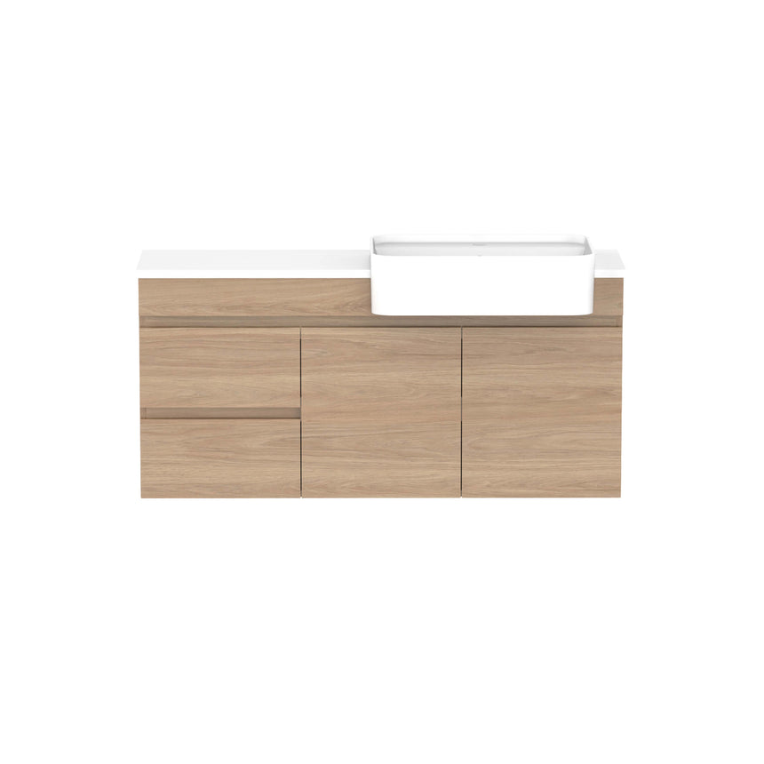 ADP Glacier Semi-Recessed Door & Drawer Wall Hung Vanity Cherry Pie Premium Solid Surface Vanity ADP
