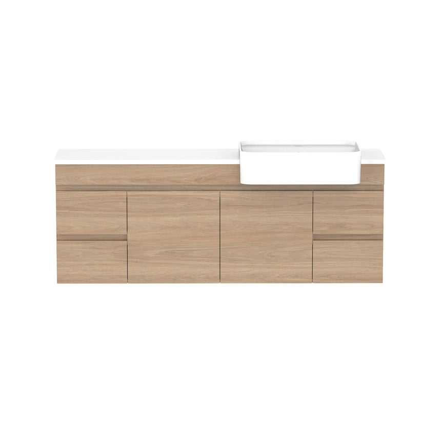 ADP Glacier Semi-Recessed Door & Drawer Wall Hung Vanity Cherry Pie Premium Solid Surface Vanity ADP