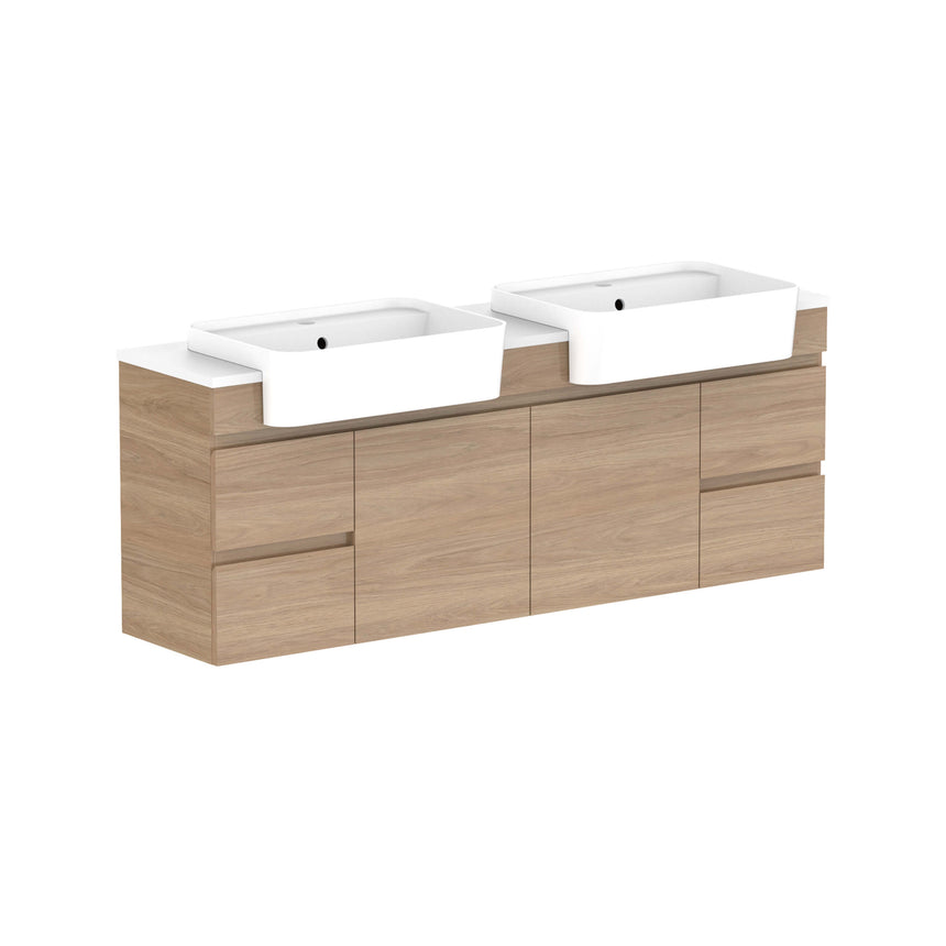 ADP Glacier Semi-Recessed Door & Drawer Wall Hung Vanity Cherry Pie Premium Solid Surface 1500mm / Double