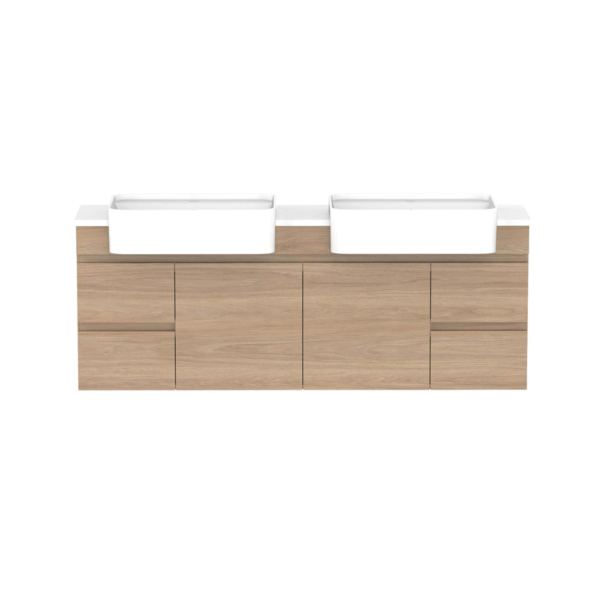 ADP Glacier Semi-Recessed Door & Drawer Wall Hung Vanity Cherry Pie Premium Solid Surface Vanity ADP