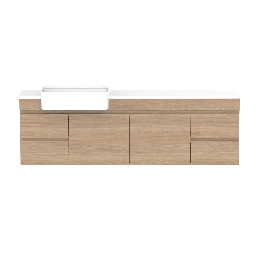 ADP Glacier Semi-Recessed Door & Drawer Wall Hung Vanity Cherry Pie Premium Solid Surface Vanity ADP