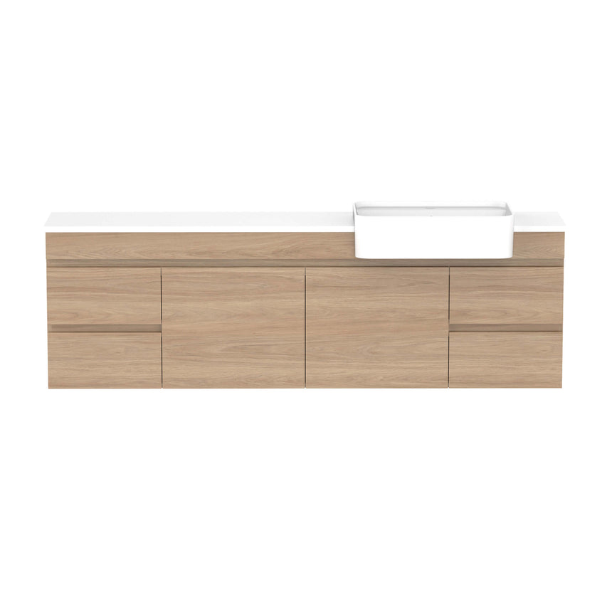 ADP Glacier Semi-Recessed Door & Drawer Wall Hung Vanity Cherry Pie Premium Solid Surface Vanity ADP