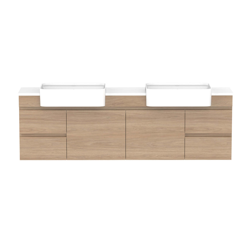 ADP Glacier Semi-Recessed Door & Drawer Wall Hung Vanity Cherry Pie Premium Solid Surface Vanity ADP