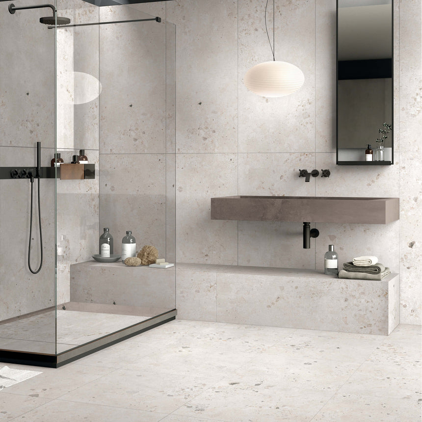 Rockies 600x600 Surface Tec Flora White Terrazzo Look Tiles Tilemall