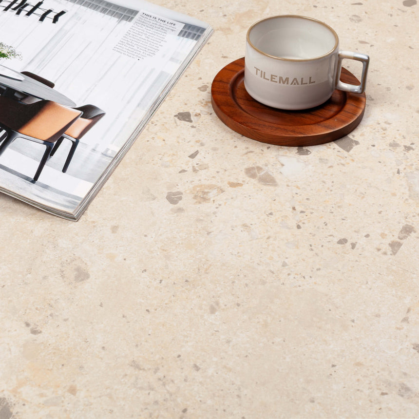 Rockies 600x600 Surface Tec Cream Terrazzo Look Tiles Tilemall