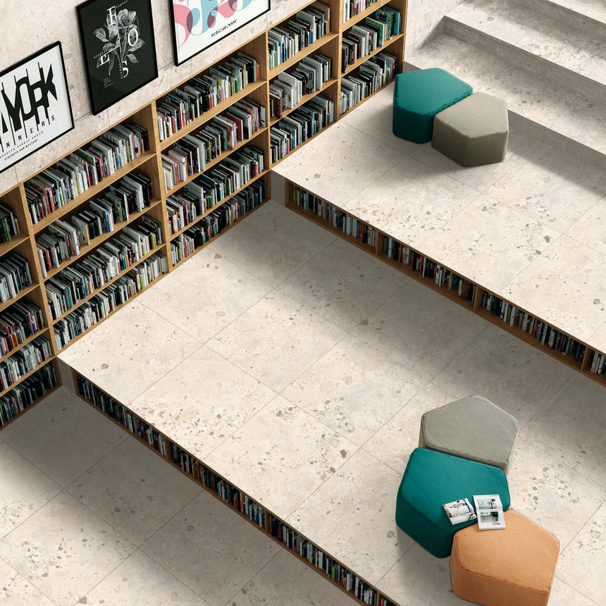Rockies 600x600 Surface Tec Cream Terrazzo Look Tiles Tilemall