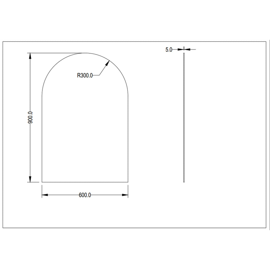 Arco Pencil Edge Plain Mirror 600x900mm Frameless Mirror Lukka Bathware