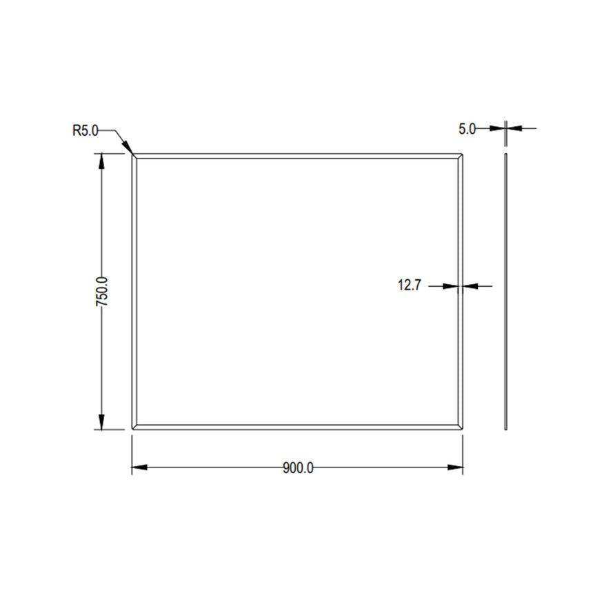 Recta Bevel Edge Plain Mirror 900x750mm Frameless Mirror Lukka Bathware
