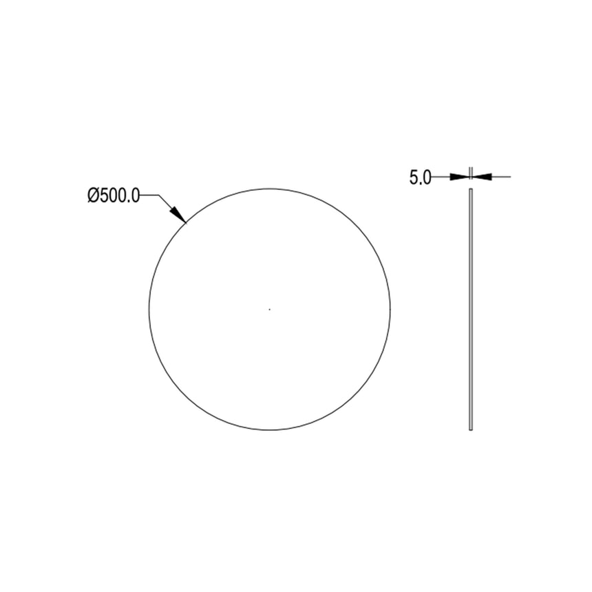 Orbis Pencil Edge Plain Mirror 500mm Frameless Mirror Lukka Bathware