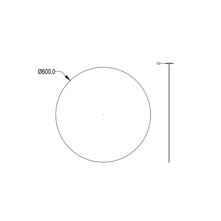 Orbis Pencil Edge Plain Mirror 600mm Frameless Mirror Lukka Bathware