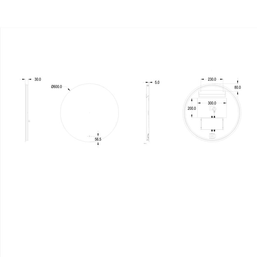 Orbis LED Back Lit Mirror Pencil Edge 600mm LED Frameless Mirror Lukka Bathware
