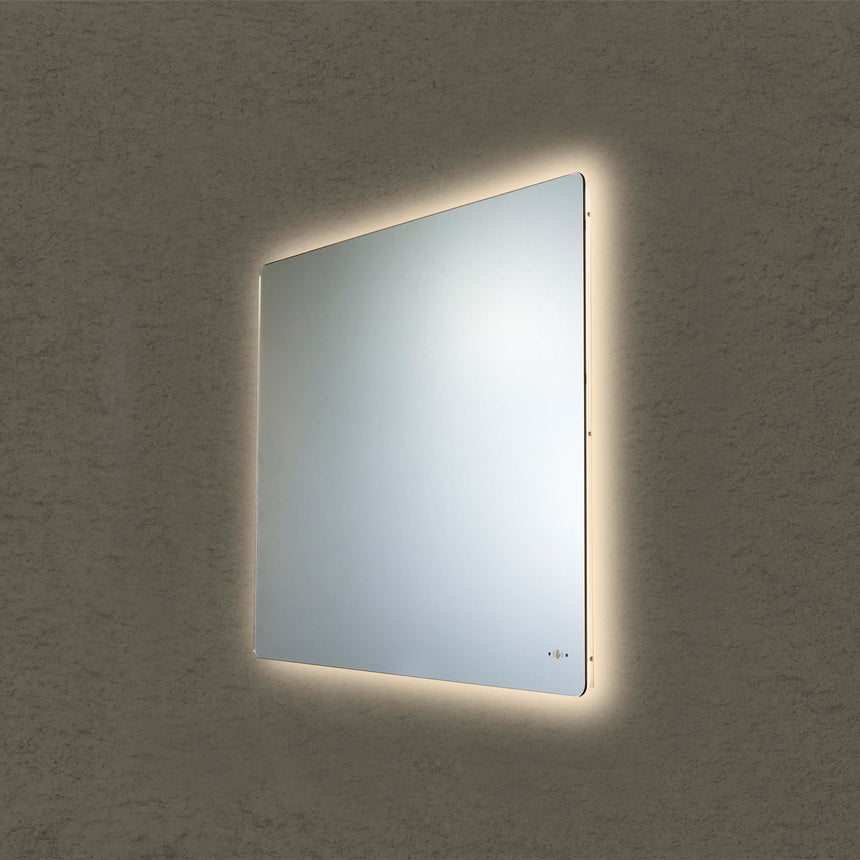 Recta LED Back Lit Mirror, Pencil Edge Horizontal and Verticle Mounting 750x600mm LED Frameless Mirror Lukka Bathware