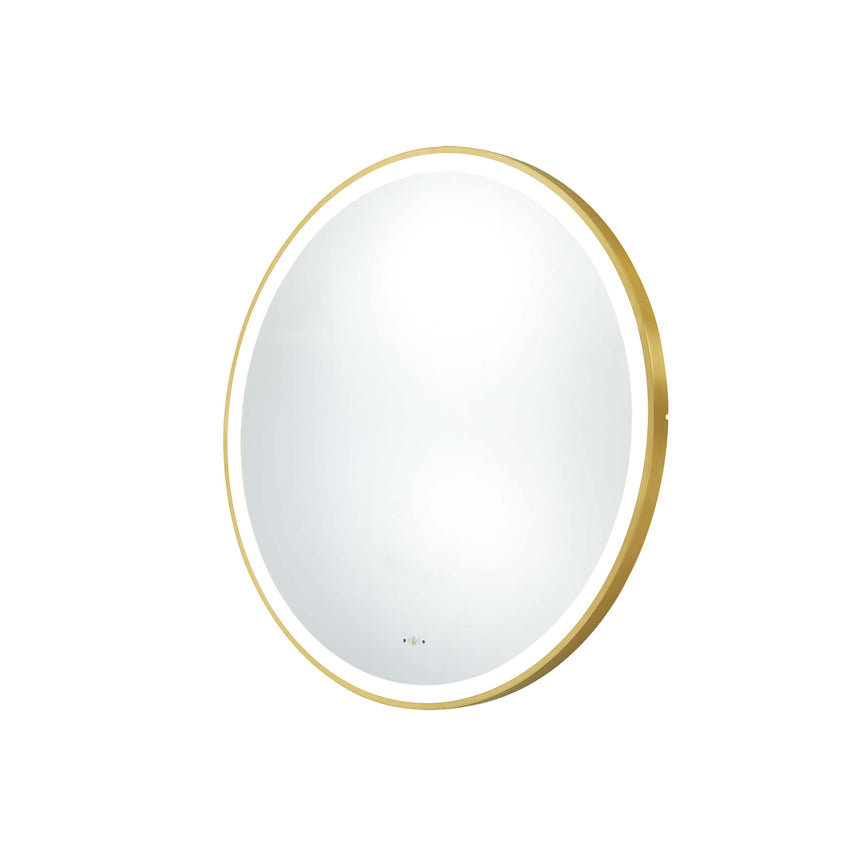 Orbis Framed LED Mirror 800mm Brushed Gold LED Framed Mirror Lukka Bathware