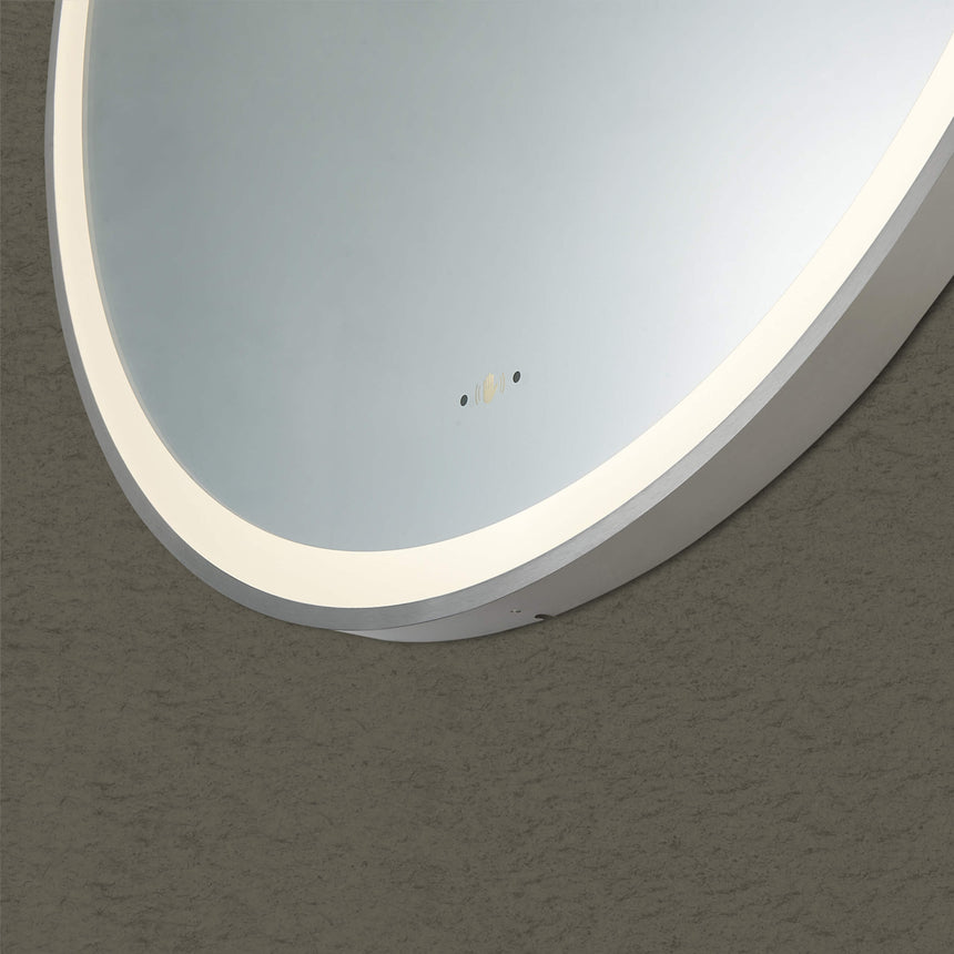 Orbis Framed LED Mirror 600mm Brushed Nickel LED Framed Mirror Lukka Bathware