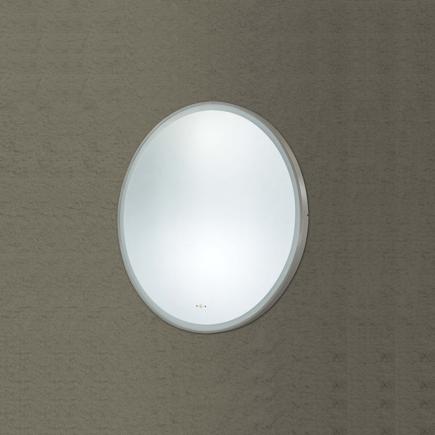 Orbis Framed LED Mirror 600mm Brushed Nickel LED Framed Mirror Lukka Bathware