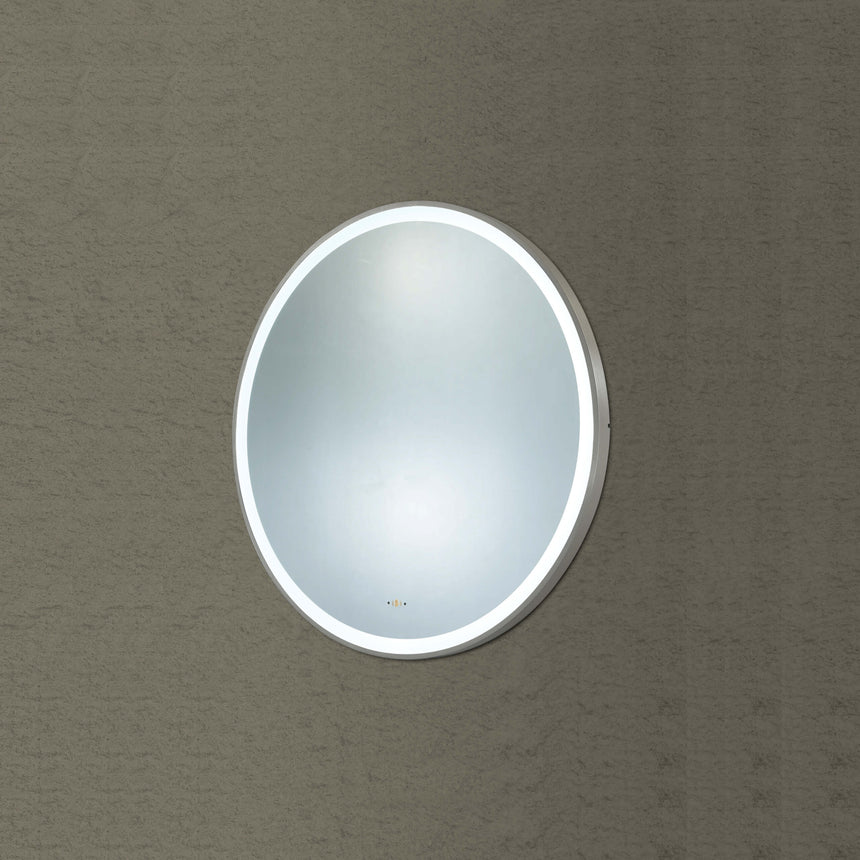 Orbis Framed LED Mirror 600mm Brushed Nickel LED Framed Mirror Lukka Bathware