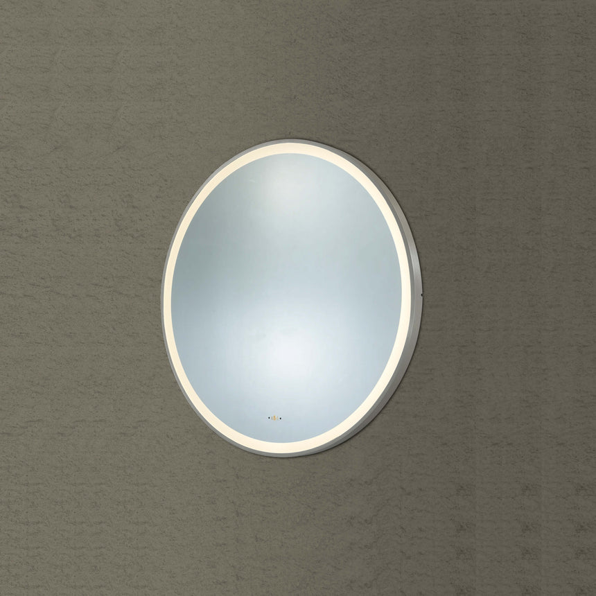 Orbis Framed LED Mirror 600mm Brushed Nickel LED Framed Mirror Lukka Bathware