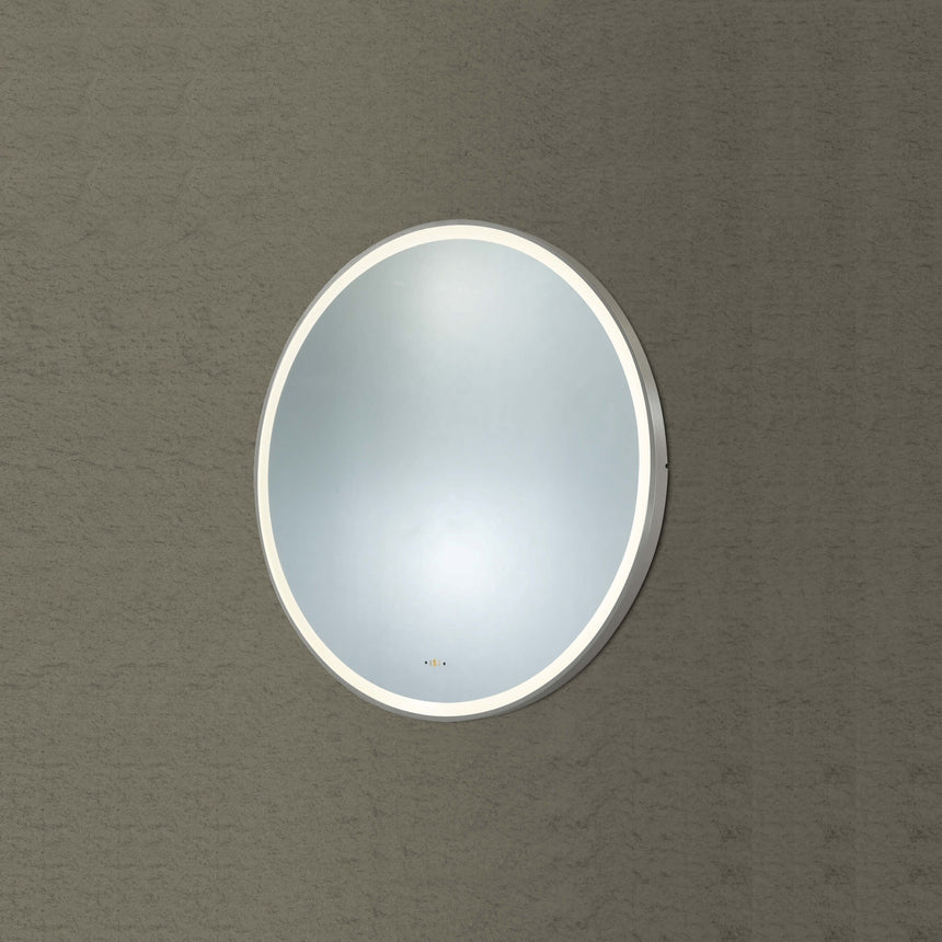 Orbis Framed LED Mirror 600mm Brushed Nickel LED Framed Mirror Lukka Bathware