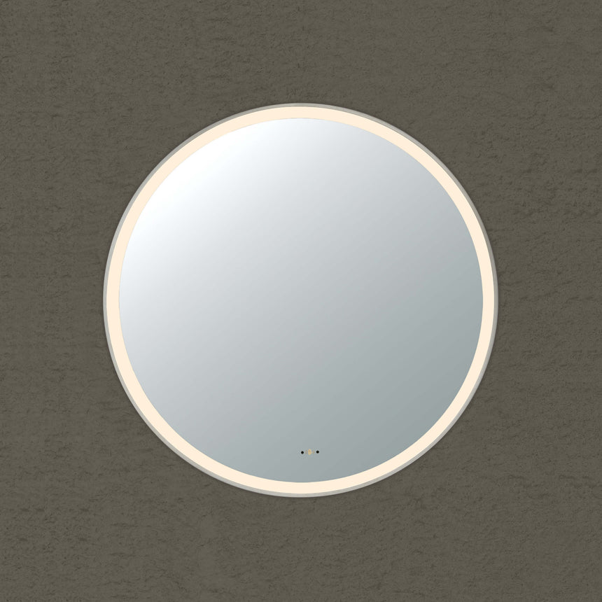 Orbis Framed LED Mirror 800mm Brushed Nickel LED Framed Mirror Lukka Bathware