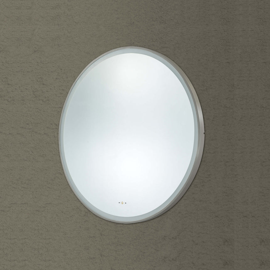 Orbis Framed LED Mirror 800mm Brushed Nickel LED Framed Mirror Lukka Bathware