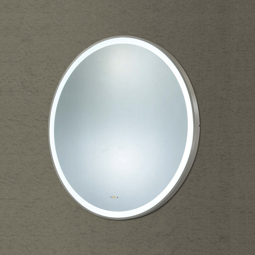 Orbis Framed LED Mirror 900mm Brushed Nickel LED Framed Mirror Lukka Bathware
