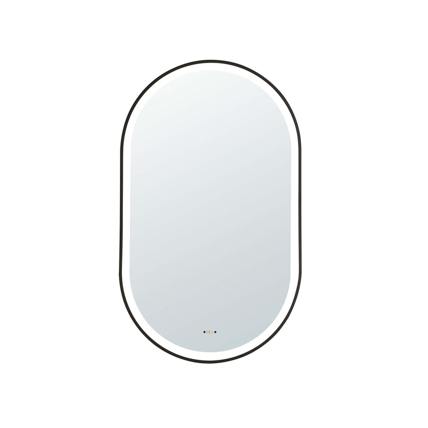Ellips Framed LED Mirror 450x900mm Matte Black LED Framed Mirror Lukka Bathware
