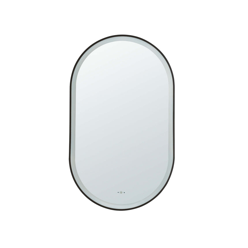 Ellips Framed LED Mirror 450x900mm Matte Black LED Framed Mirror Lukka Bathware