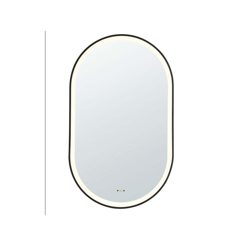 Ellips Framed LED Mirror 450x900mm Matte Black LED Framed Mirror Lukka Bathware