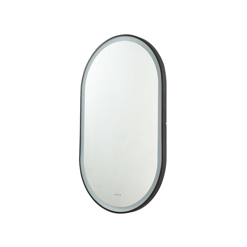 Ellips Framed LED Mirror 450x900mm Matte Black LED Framed Mirror Lukka Bathware