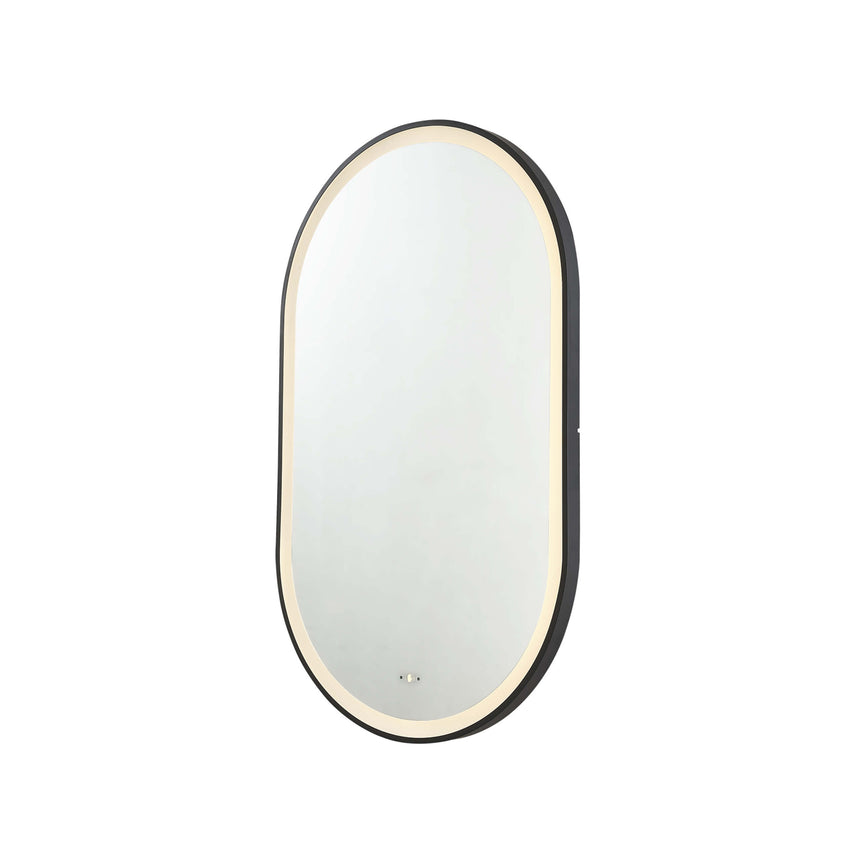 Ellips Framed LED Mirror 450x900mm Matte Black LED Framed Mirror Lukka Bathware