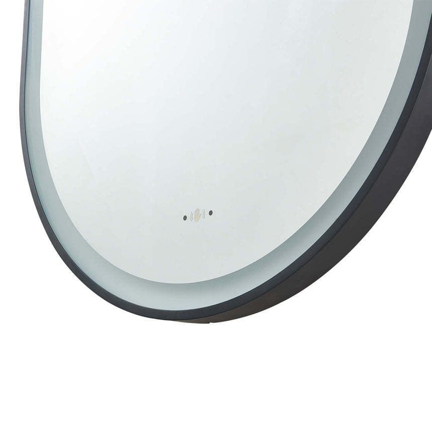 Ellips Framed LED Mirror 450x900mm Matte Black LED Framed Mirror Lukka Bathware