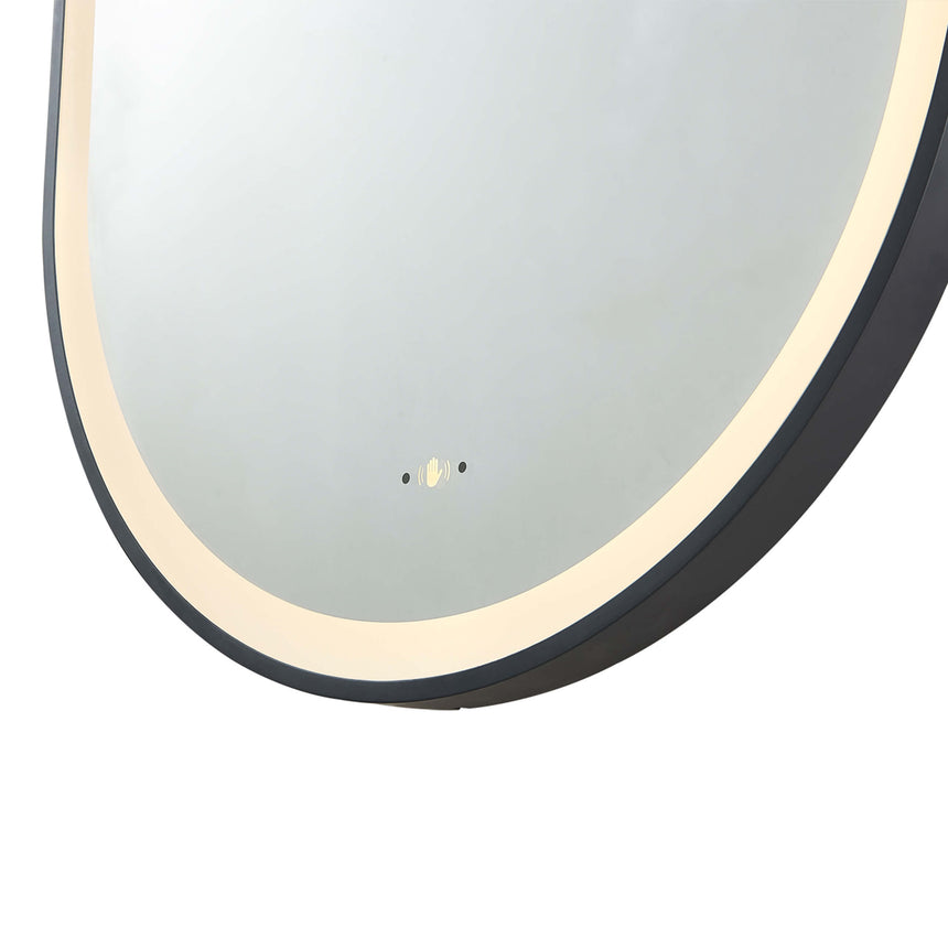 Ellips Framed LED Mirror 450x900mm Matte Black LED Framed Mirror Lukka Bathware