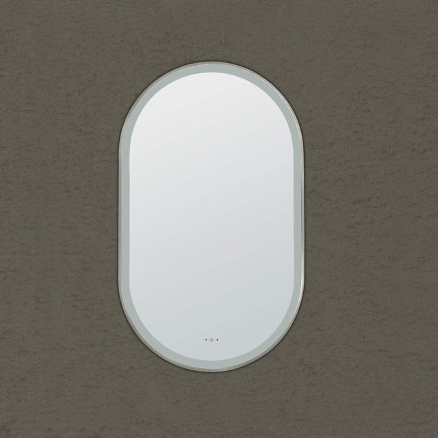 Ellips Framed LED Mirror 450x900mm Brushed Nickel LED Framed Mirror Lukka Bathware Default Title