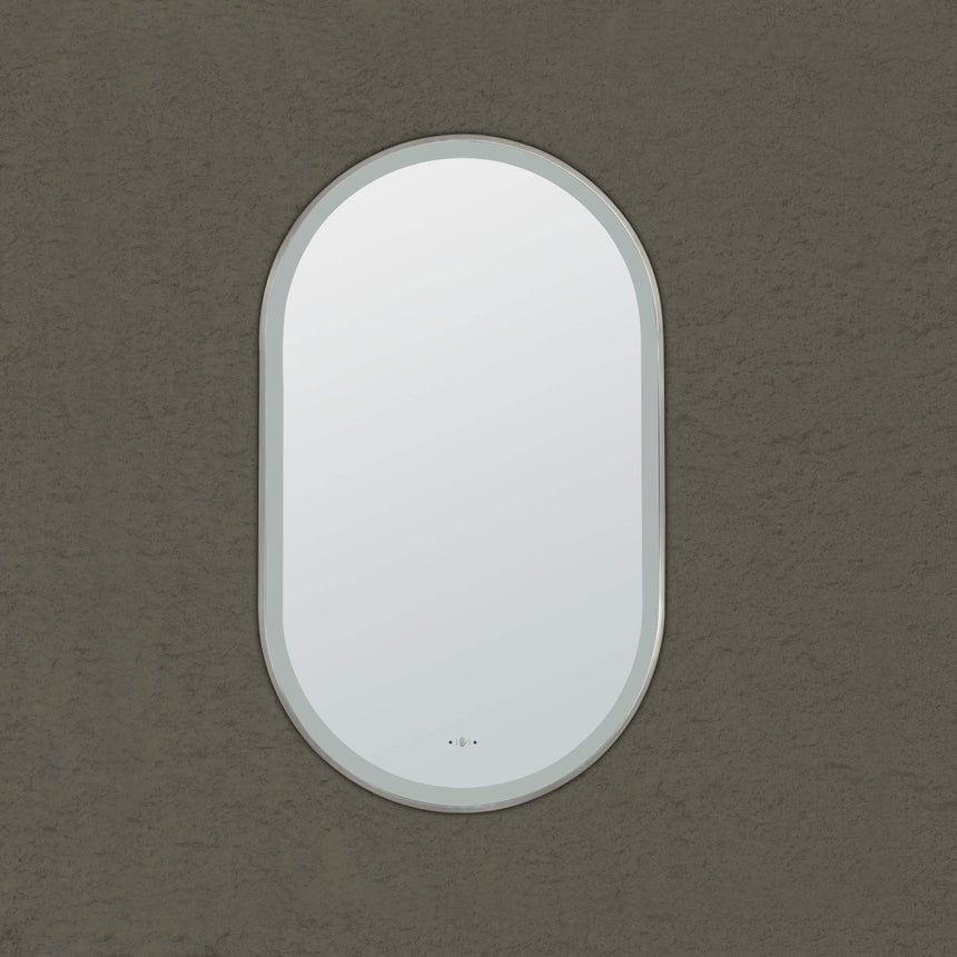 Ellips Framed LED Mirror 450x900mm Brushed Nickel LED Framed Mirror Lukka Bathware Default Title
