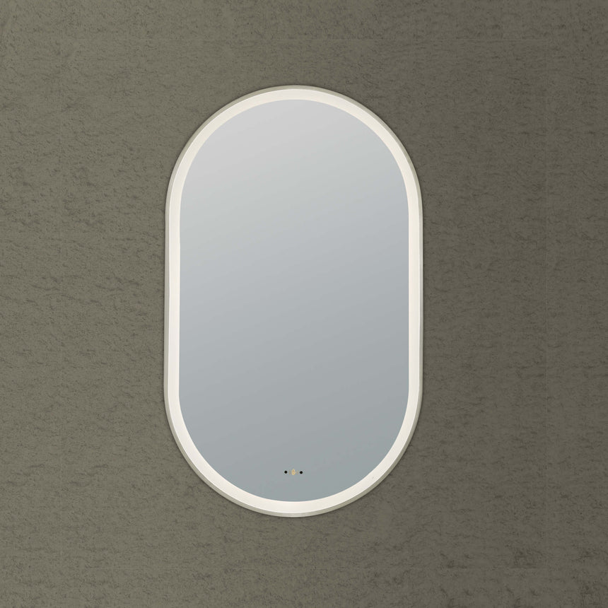 Ellips Framed LED Mirror 450x900mm Gun Metal LED Framed Mirror Lukka Bathware