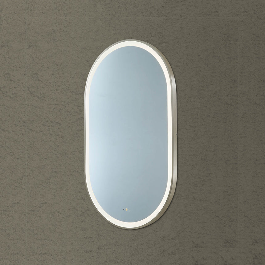 Ellips Framed LED Mirror 450x900mm Gun Metal LED Framed Mirror Lukka Bathware