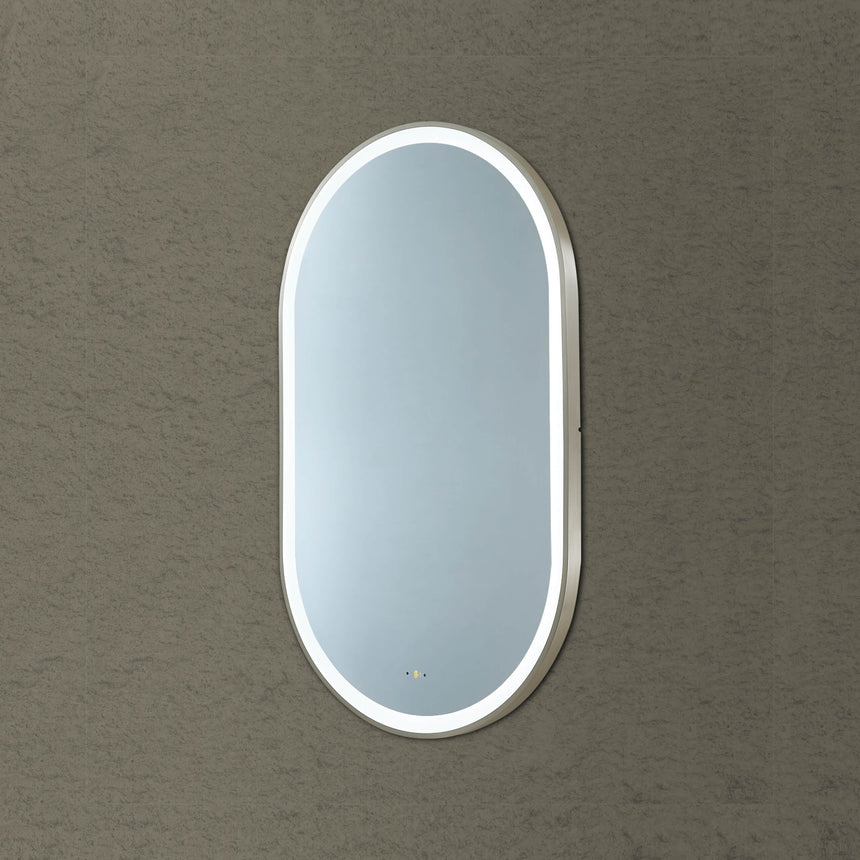 Ellips Framed LED Mirror 450x900mm Gun Metal LED Framed Mirror Lukka Bathware